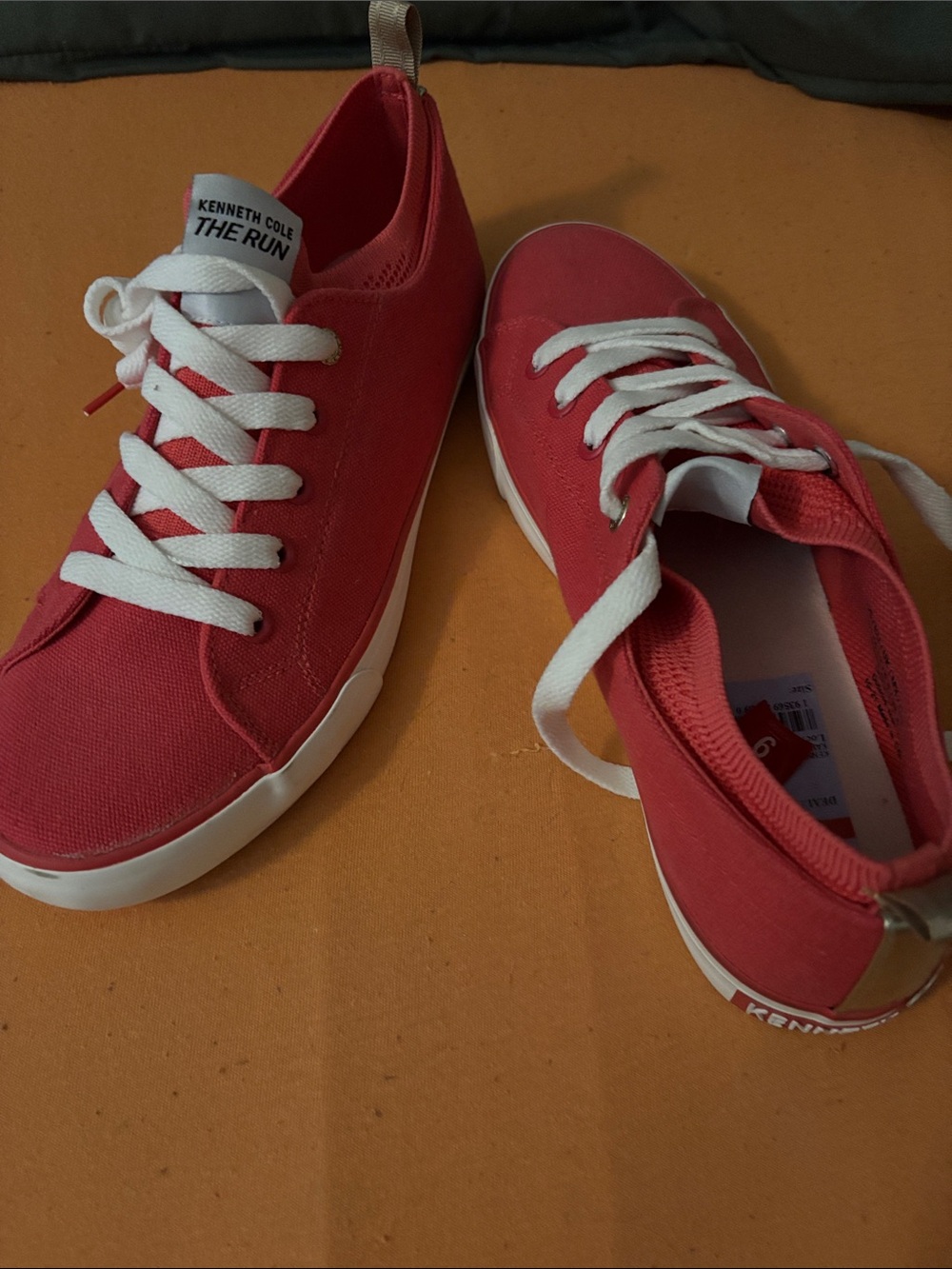 Kenneth Cole Red Low-Top Canvas Sneakers with White Laces